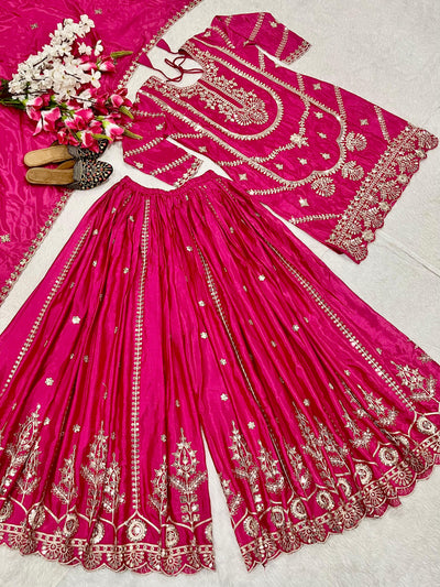 Chinnon Silk With Heavy Embroidery Coding Sequence Work With Full Embroidery Sleeve