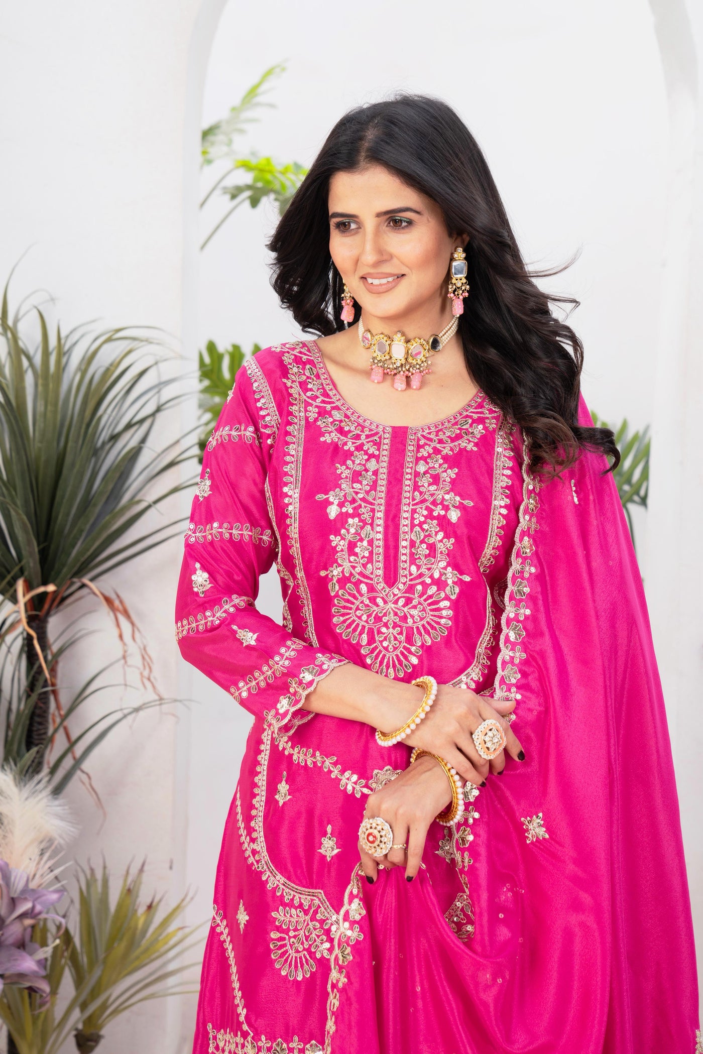 Chinnon Silk With Heavy Embroidery Coding Sequence Work With Full Embroidery Sleeve