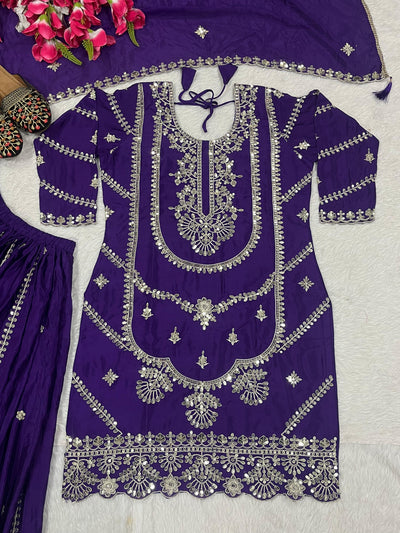 Chinnon Silk With Heavy Embroidery Coding Sequence Work With Full Embroidery Sleeve