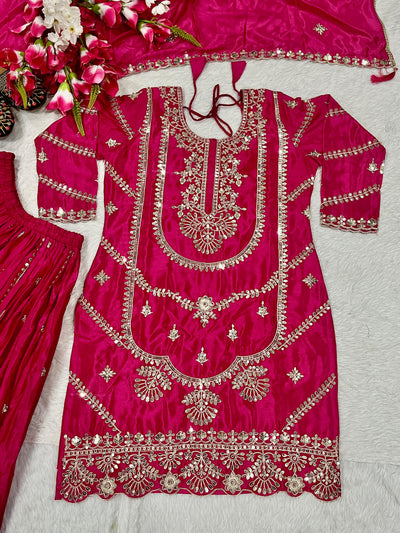 Chinnon Silk With Heavy Embroidery Coding Sequence Work With Full Embroidery Sleeve