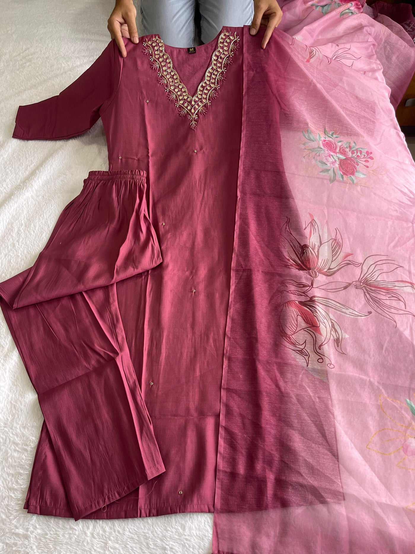 Designer kurti with pant dupatta full set