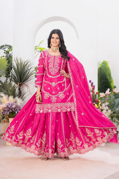 Chinnon Silk With Heavy Embroidery Coding Sequence Work With Full Embroidery Sleeve