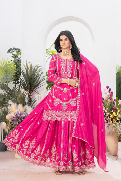 Chinnon Silk With Heavy Embroidery Coding Sequence Work With Full Embroidery Sleeve