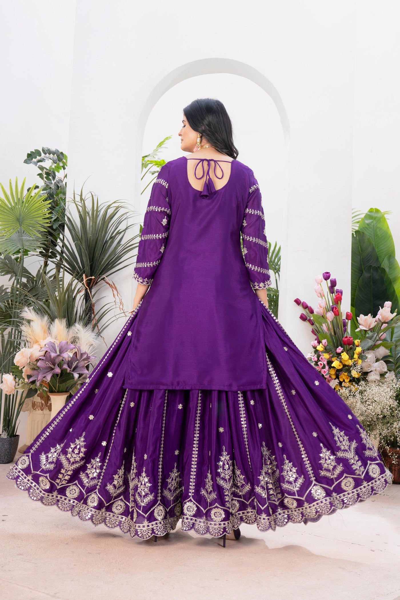 Chinnon Silk With Heavy Embroidery Coding Sequence Work With Full Embroidery Sleeve