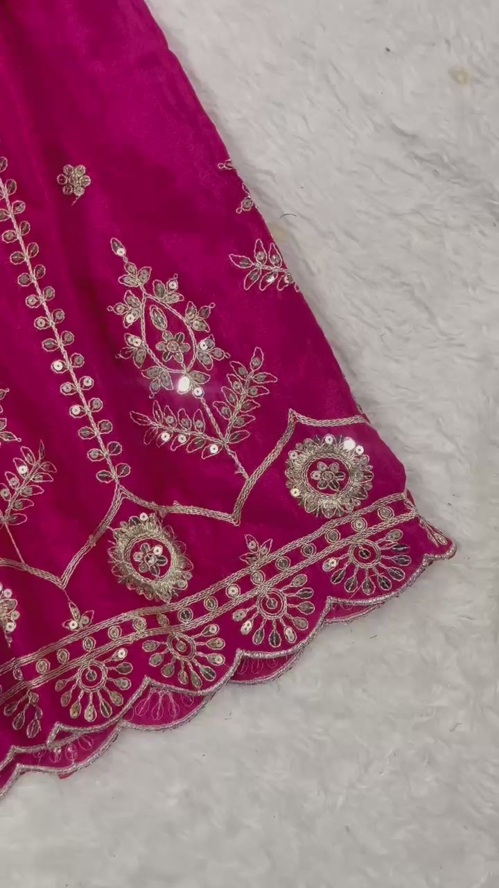 Chinnon Silk With Heavy Embroidery Coding Sequence Work With Full Embroidery Sleeve