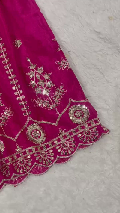 Chinnon Silk With Heavy Embroidery Coding Sequence Work With Full Embroidery Sleeve