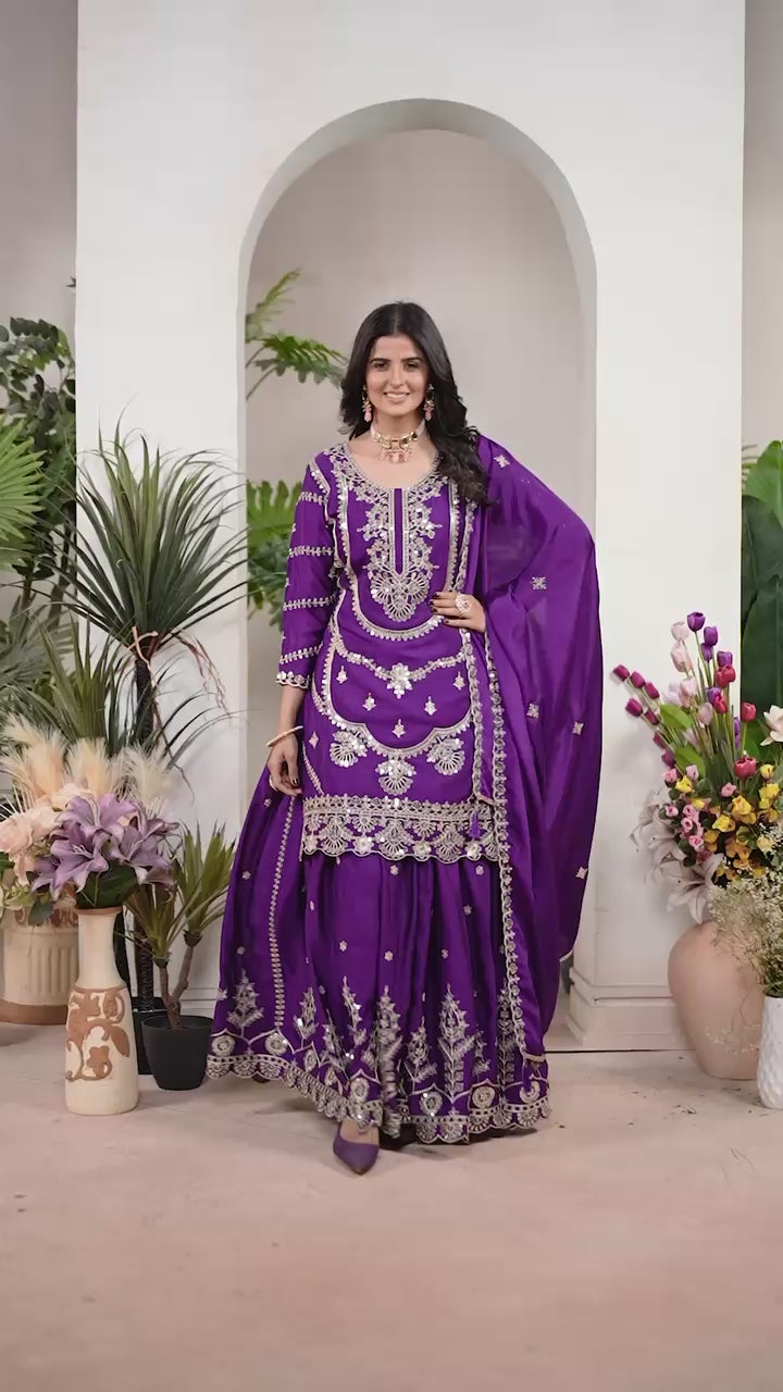 Chinnon Silk With Heavy Embroidery Coding Sequence Work With Full Embroidery Sleeve